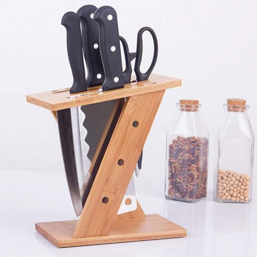  GLXQIJ Knife BlockZ,Bamboo Knife Holder With 4 Slots,Knife Storage Organizer,Cutlery Display Stand And Storage Rack,Kitchen Scissor Holder