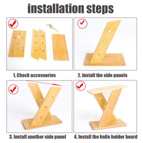  GLXQIJ Knife BlockZ,Bamboo Knife Holder With 4 Slots,Knife Storage Organizer,Cutlery Display Stand And Storage Rack,Kitchen Scissor Holder