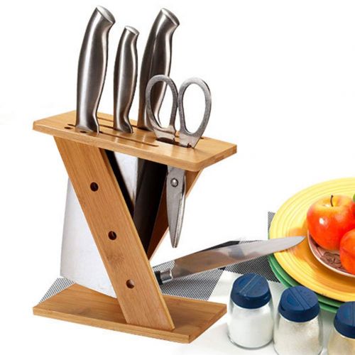  GLXQIJ Knife BlockZ,Bamboo Knife Holder With 4 Slots,Knife Storage Organizer,Cutlery Display Stand And Storage Rack,Kitchen Scissor Holder