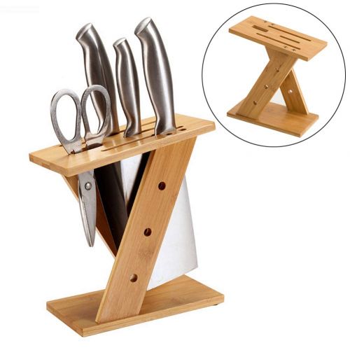  GLXQIJ Knife BlockZ,Bamboo Knife Holder With 4 Slots,Knife Storage Organizer,Cutlery Display Stand And Storage Rack,Kitchen Scissor Holder