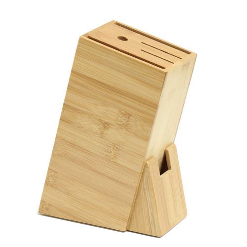  GLXQIJ 6-Slot Bamboo Knife Block,Knife Holder,Knife Storage Organizer,Cutlery Display Stand Storage Rack Kitchen Scissor Holder