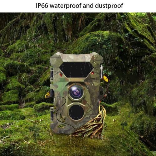  GLgl 12 MP Outdoor Hunting Camera 1080P HD Solar Charging Wildlife Trail Camera Night Vision IP66 Waterproof Game Camera 70 Degree Wide Angle for Wildlife Monitoring Home Security
