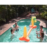 G-Loco Inflatable Pool Volleyball Set and Pool Basketball Hoops; 2 Balls; Pool Toys for Adults and Family; Pool Volleyball Net Court (120x30x38); Floating Basketball Hoop for Pool