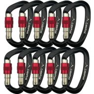 GM CARAPEAK 25kN Heavy Duty Screwgate Locking Rock Climbing Carabiner Set, Multi Pack Snag-Free D Shaped Screw Lock Carabiner, Strong Aluminum Lockable Clip