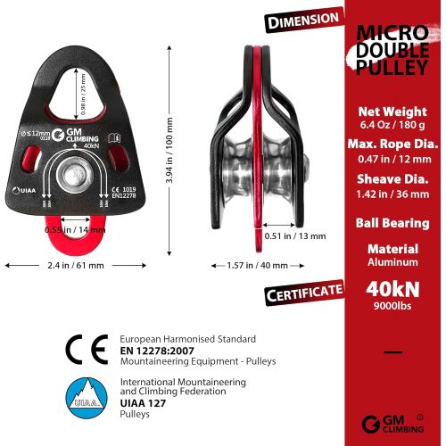  [아마존베스트]GM CLIMBING Hardware Kit for 5:1 Mechanical Advantage Pulley Hauling Dragging System Block and Tackle