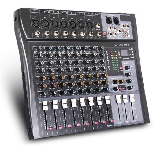  G-MARK MR80S Professional Audio mixer mixing Console 8 channels with MP3 Player +48V Phantom Power USB Bluetooth Reverb for stage