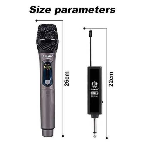  [아마존베스트]G-MARK X220U Rechargeable Wireless UHF Wireless Microphone Recording Karaoke Microphone Handheld with Lithium Battery