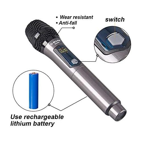  [아마존베스트]G-MARK X220U Rechargeable Wireless UHF Wireless Microphone Recording Karaoke Microphone Handheld with Lithium Battery