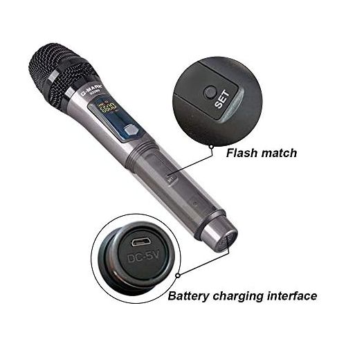  [아마존베스트]G-MARK X220U Rechargeable Wireless UHF Wireless Microphone Recording Karaoke Microphone Handheld with Lithium Battery