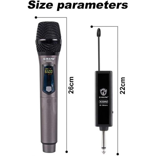  [아마존베스트]G-MARK X220U Rechargeable Wireless UHF Wireless Microphone Recording Karaoke Microphone Handheld with Lithium Battery