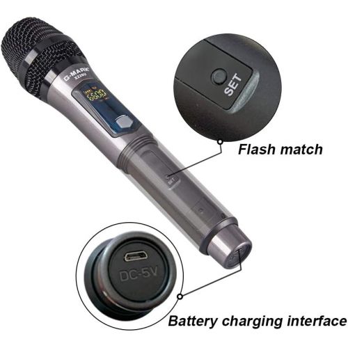  [아마존베스트]G-MARK X220U Rechargeable Wireless UHF Wireless Microphone Recording Karaoke Microphone Handheld with Lithium Battery