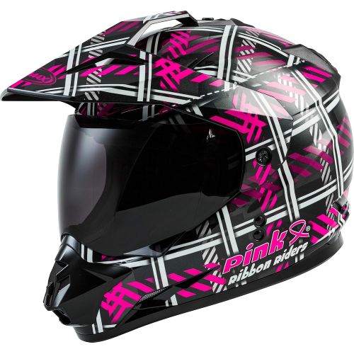  Gmax GMAX GM-11 Adult Pink Ribbon Riders Daul-Sport Motorcycle Helmet - BlackPink  Medium