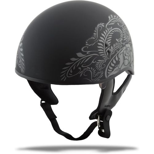  Gmax GMAX GM65 Naked Mens Half Face Street Motorcycle Helmet - Flat BlackSilver X-Small