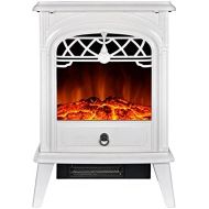 [아마존베스트]GMHome Free Standing Electric Fireplace Cute Electric Heater Log Fuel Effect Realistic Flame Space Heater, 1500W - White