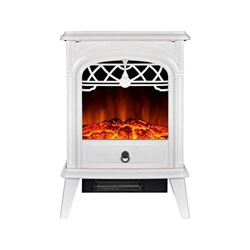  [아마존베스트]GMHome Free Standing Electric Fireplace Cute Electric Heater Log Fuel Effect Realistic Flame Space Heater, 1500W - White