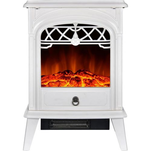  [아마존베스트]GMHome Free Standing Electric Fireplace Cute Electric Heater Log Fuel Effect Realistic Flame Space Heater, 1500W - White