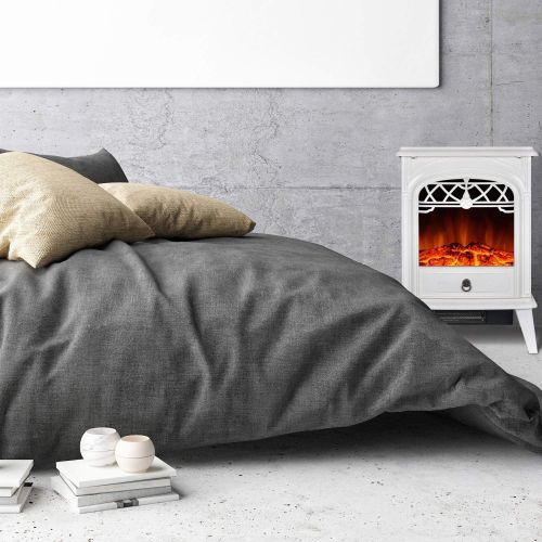  [아마존베스트]GMHome Free Standing Electric Fireplace Cute Electric Heater Log Fuel Effect Realistic Flame Space Heater, 1500W - White