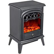 GMHome Free Standing Electric Fireplace Cute Heater Log Fuel Effect Realistic Flames Space Heater, 1500W - Black