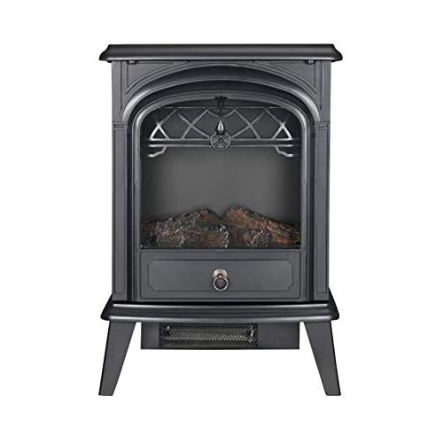  GMHome Free Standing Electric Fireplace Cute Heater Log Fuel Effect Realistic Flames Space Heater, 1500W - Black