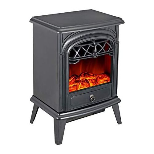  GMHome Free Standing Electric Fireplace Cute Heater Log Fuel Effect Realistic Flames Space Heater, 1500W - Black