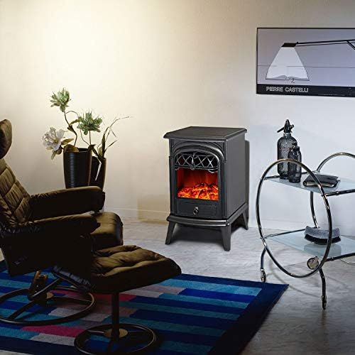  GMHome Free Standing Electric Fireplace Cute Heater Log Fuel Effect Realistic Flames Space Heater, 1500W - Black