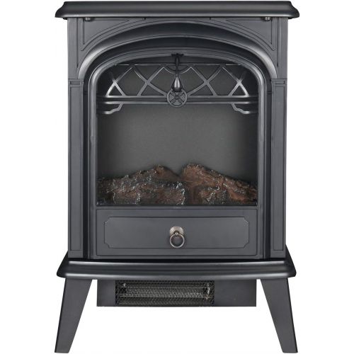  GMHome Free Standing Electric Fireplace Cute Heater Log Fuel Effect Realistic Flames Space Heater, 1500W - Black