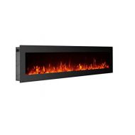 GMHome 50 Inches Electric Fireplace Wall Mounted Freestanding Heater Crystal Stone Flame Effect 9 Changeable Color Fireplace, with Remote, 1500W - Black, Glass Panel,