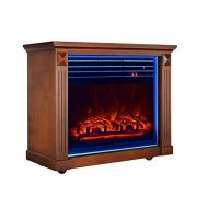 GMHome 23 Inches Electric Fireplace Freestanding Heater Moveable Electric Fireplace, 7 Changeable Backlight, Log Fuel Effect, with Remote, with Wheel, 1500W - Coffee