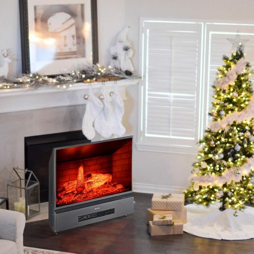  GMHome 32 Inches Electric Fireplace Insert Free Standing Fireplace Heater, with Remote Control, with Fire Crackling Sound, 750/1500W, Black