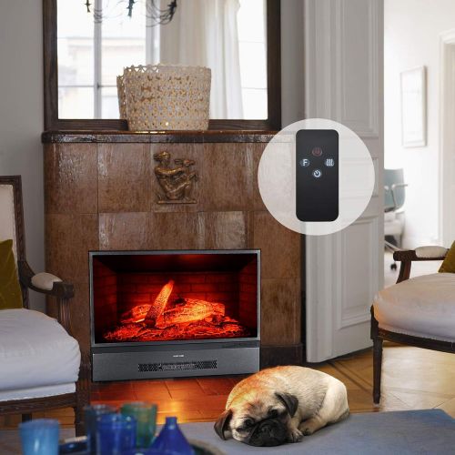 GMHome 32 Inches Electric Fireplace Insert Free Standing Fireplace Heater, with Remote Control, with Fire Crackling Sound, 750/1500W, Black