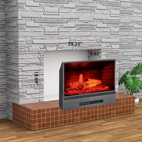  GMHome 32 Inches Electric Fireplace Insert Free Standing Fireplace Heater, with Remote Control, with Fire Crackling Sound, 750/1500W, Black