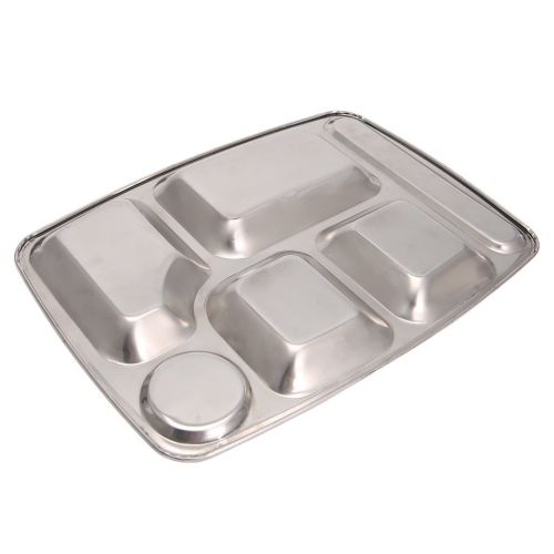  GMSP Stainless Steel Divided Dinner Tray Lunch Container Food Plate 4/5/6 Section (03#: 6 Sections)