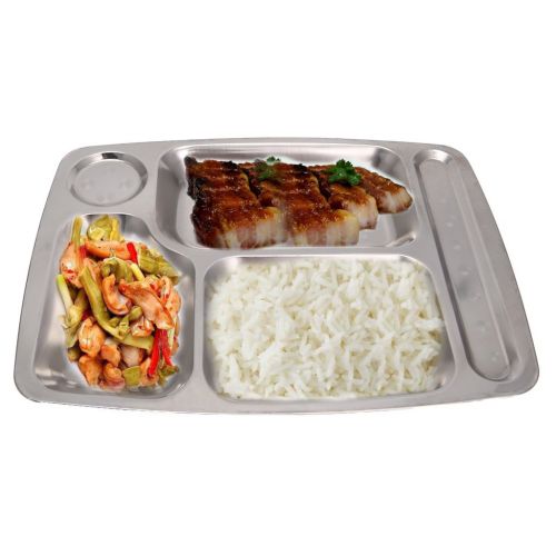  GMSP Stainless Steel Divided Dinner Tray Lunch Container Food Plate 4/5/6 Section (03#: 6 Sections)