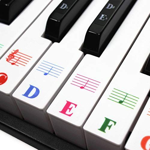  [아마존베스트]GNF Color Piano Keyboard Stickers for 88/61/54/49/37 Key Multi-Color,Transparent,Removable Large Bold Letter Piano Stickers Perfect for Kids Learning Piano