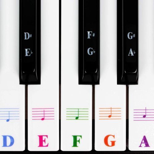  [아마존베스트]GNF Color Piano Keyboard Stickers for 88/61/54/49/37 Key Multi-Color,Transparent,Removable Large Bold Letter Piano Stickers Perfect for Kids Learning Piano