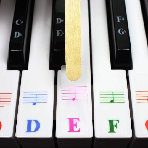  [아마존베스트]GNF Color Piano Keyboard Stickers for 88/61/54/49/37 Key Multi-Color,Transparent,Removable Large Bold Letter Piano Stickers Perfect for Kids Learning Piano