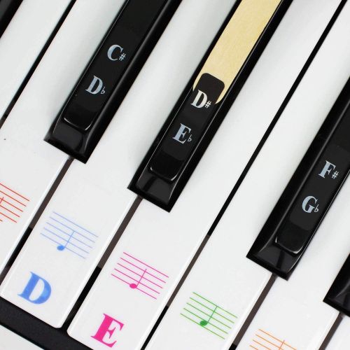  [아마존베스트]GNF Color Piano Keyboard Stickers for 88/61/54/49/37 Key Multi-Color,Transparent,Removable Large Bold Letter Piano Stickers Perfect for Kids Learning Piano