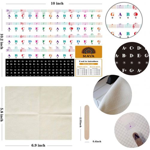  [아마존베스트]GNF Color Piano Keyboard Stickers for 88/61/54/49/37 Key Multi-Color,Transparent,Removable Large Bold Letter Piano Stickers Perfect for Kids Learning Piano