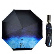 GNNHY Big Led Automatic Folding Umbrella Parasols Japanese Strong Windproof Super Wide Outdoor Blue Black Rain Umbrellas Women Men,B