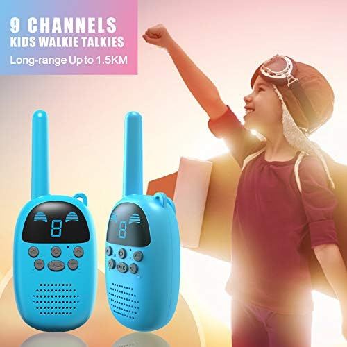  [아마존베스트]Children Walkie Talkies for 4-12 Year Old Boys Girls, GOCOM Portable Two Way Radios Kids Gift, Long Range Child Walky Talky Toys for Outside, Camping, Hiking (Blue, 2 Pack)