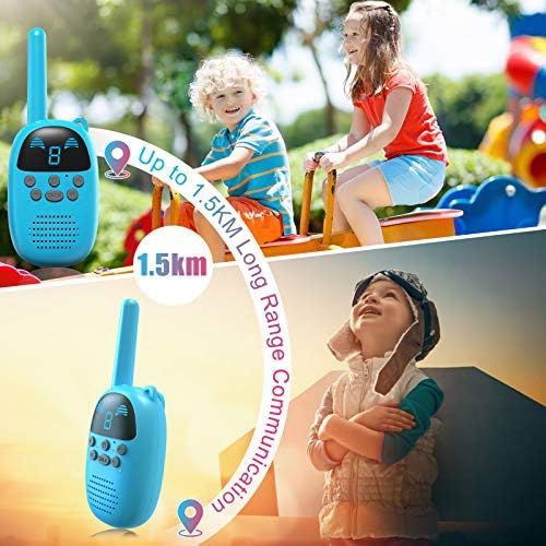  [아마존베스트]Children Walkie Talkies for 4-12 Year Old Boys Girls, GOCOM Portable Two Way Radios Kids Gift, Long Range Child Walky Talky Toys for Outside, Camping, Hiking (Blue, 2 Pack)