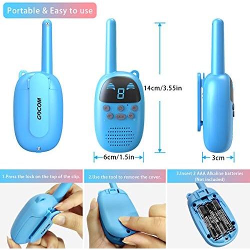  [아마존베스트]Children Walkie Talkies for 4-12 Year Old Boys Girls, GOCOM Portable Two Way Radios Kids Gift, Long Range Child Walky Talky Toys for Outside, Camping, Hiking (Blue, 2 Pack)