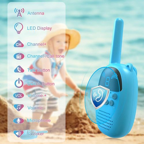  [아마존베스트]Children Walkie Talkies for 4-12 Year Old Boys Girls, GOCOM Portable Two Way Radios Kids Gift, Long Range Child Walky Talky Toys for Outside, Camping, Hiking (Blue, 2 Pack)