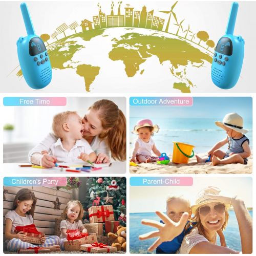  [아마존베스트]Children Walkie Talkies for 4-12 Year Old Boys Girls, GOCOM Portable Two Way Radios Kids Gift, Long Range Child Walky Talky Toys for Outside, Camping, Hiking (Blue, 2 Pack)