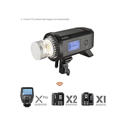  Godox AD600Pro 600Ws 2.4G Wireless X TTL GN87 1/8000s High Speed SYNC Outdoor Flash Strobe Light 28.8V/2600mAh Rechargeable Lithium Battery to Provide 360 Full Power Flashes 0.01~0.9s Recycle Time