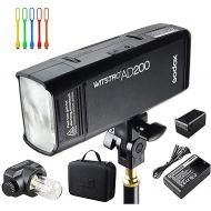 Godox AD200 200Ws 2.4G TTL Speedlite Flash Strobe 1/8000 HSS Monolight with 2900mAh Lithium Battery and Bare Bulb Flash Head to Provide 500 Full Power Flashes Recycle in 0.01-2.1 Second