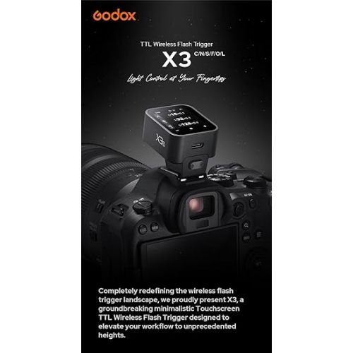  GODOX X3 X3S X3-S TTL Touchscreen Flash Trigger Compatible with Sony Cameras, 2.4G Wireless OLED Transmitter,Built-in 850mAh Lithium Battery (X2T-S Xpro-S XProII-S Upgrade Version)