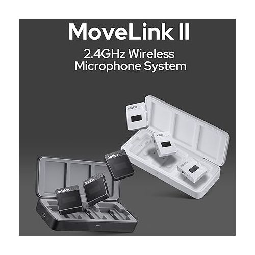  GODOX MoveLink M2 2.4GHz WirelessMicrophone System 2.4GHz WirelessMicrophone System for Vlogger,Youtuber,Speakers, Interviewer, Filmmaker and More. (M2 II)