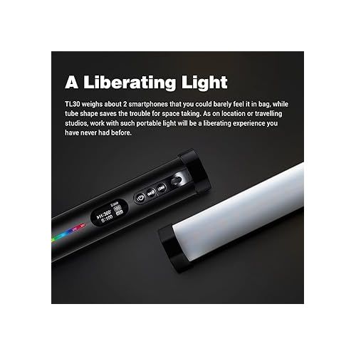  Godox TL30 RGB Tube Light LED Light 8W 2700K-6500K Built-in Lithium Battery Smartphone APP Control (Single Lamp) (Godox TL30)