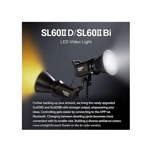  Godox SL-60W Upgraded Version SL60IID 70W LED Video Light,8 FX Effects,APP Control,Bowens Mount,Easy to Carry,Continuous Video Light for Video Recording,Photography